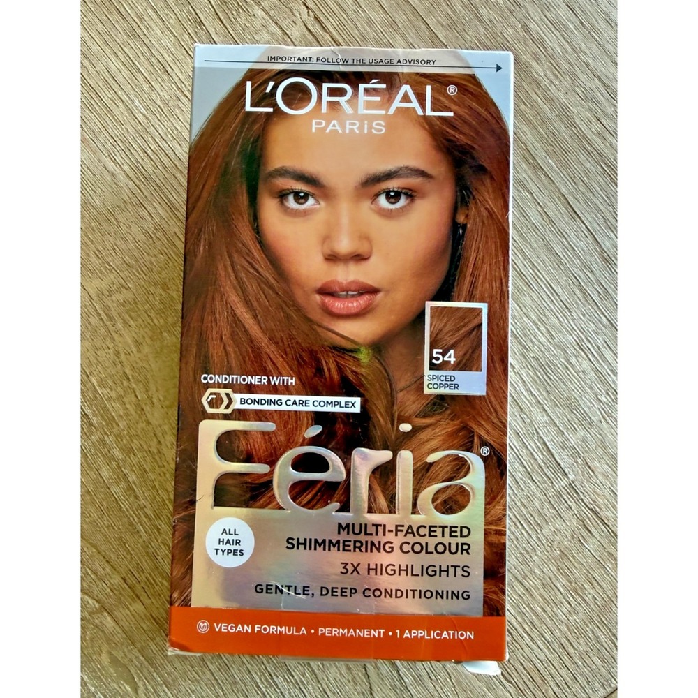 L'Oreal Feria 54 Spiced Copper Hair Color Dye Permanent Vegan Formula Kit